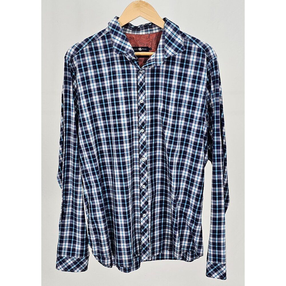 Stone Rose Size 5 XL Purple Rivet Collection Blue Plaid LS Button Front …